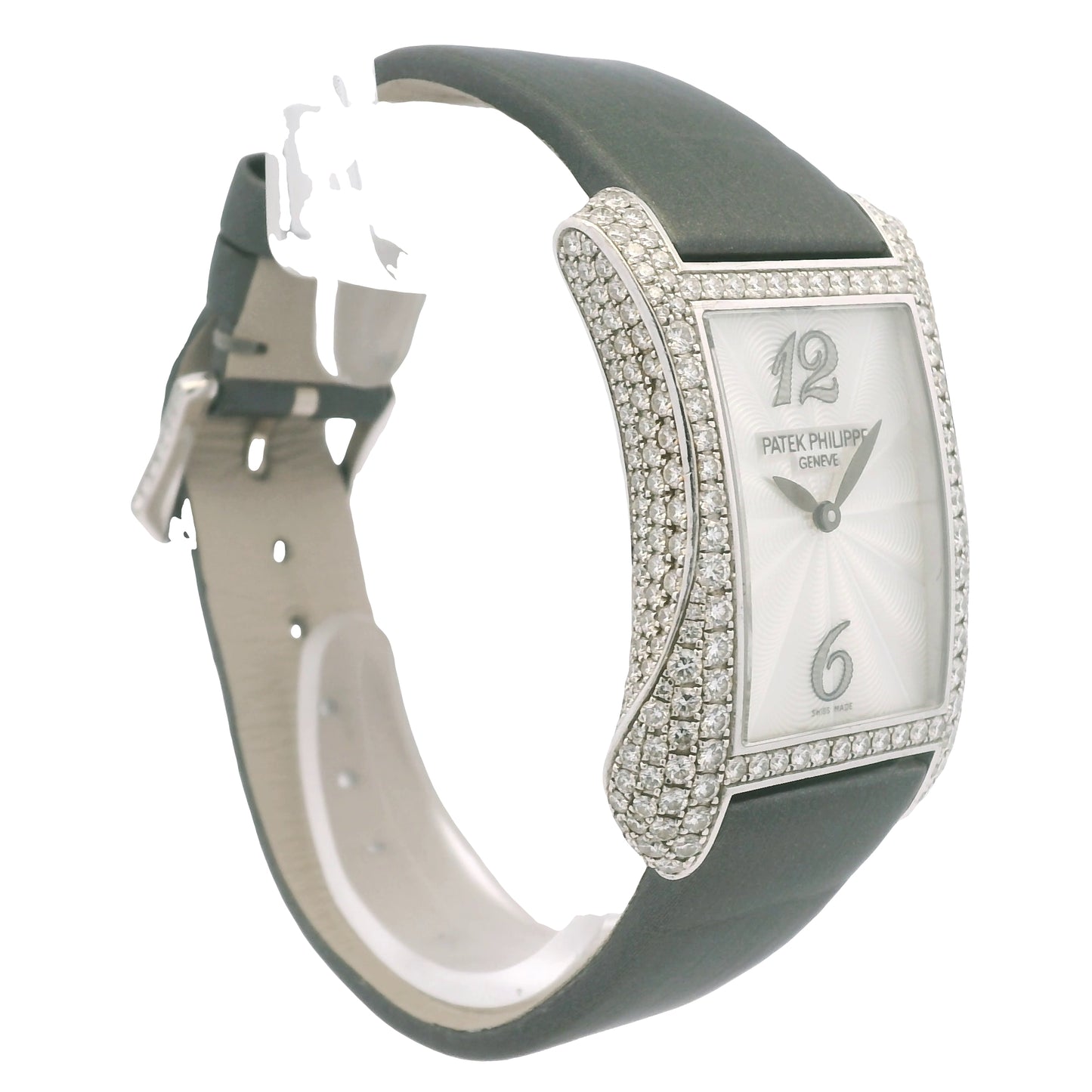 Patek Philippe 4973G Gondolo 18k White Gold Pave Diamond Ladies Watch