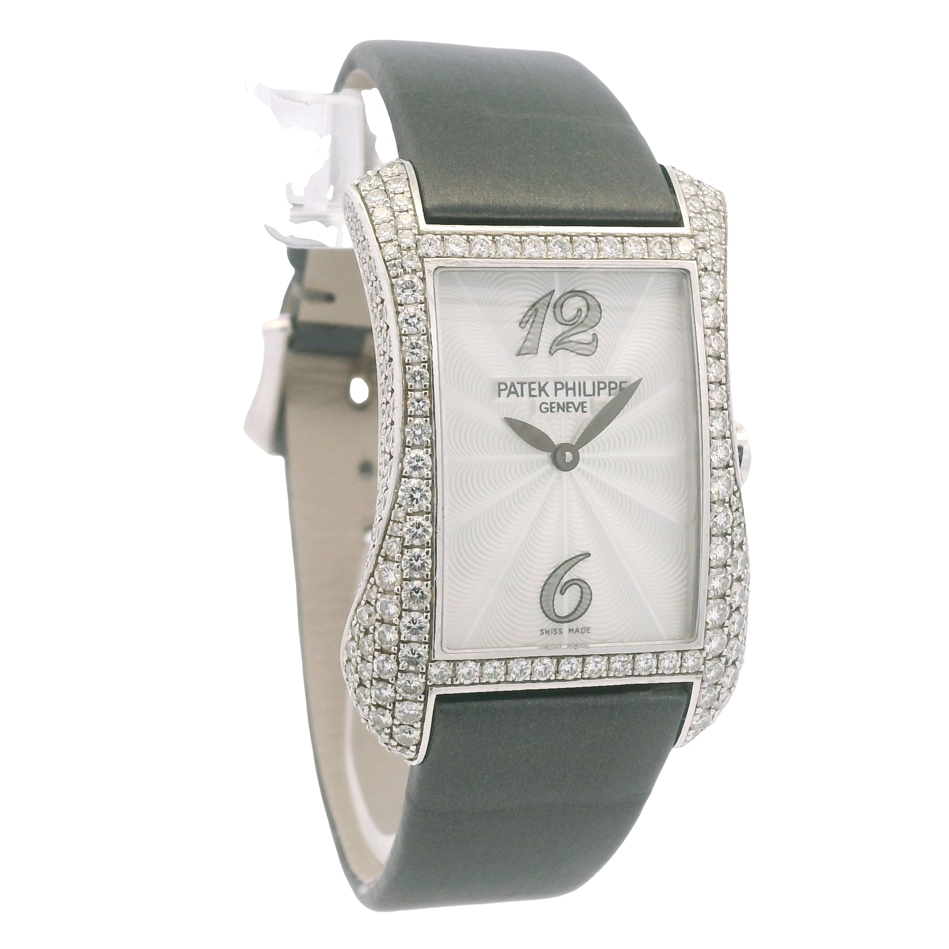 Patek Philippe 4973G Gondolo 18k White Gold Pave Diamond Ladies Watch