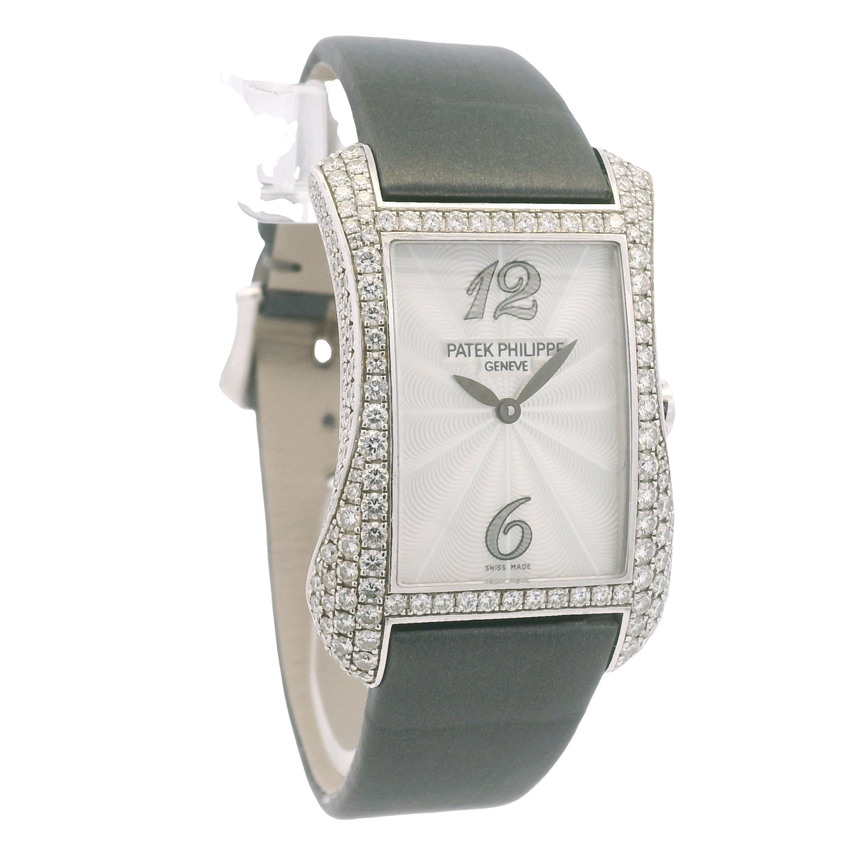 Patek Philippe 4973G Gondolo 18k White Gold Pave Diamond Ladies Watch