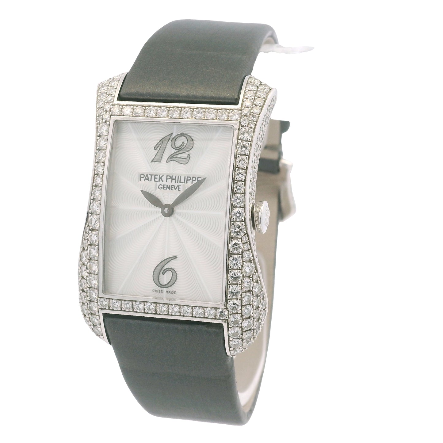 Patek Philippe 4973G Gondolo 18k White Gold Pave Diamond Ladies Watch
