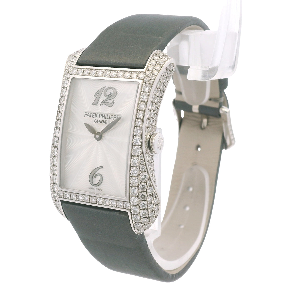 Patek Philippe 4973G Gondolo 18k White Gold Pave Diamond Ladies Watch