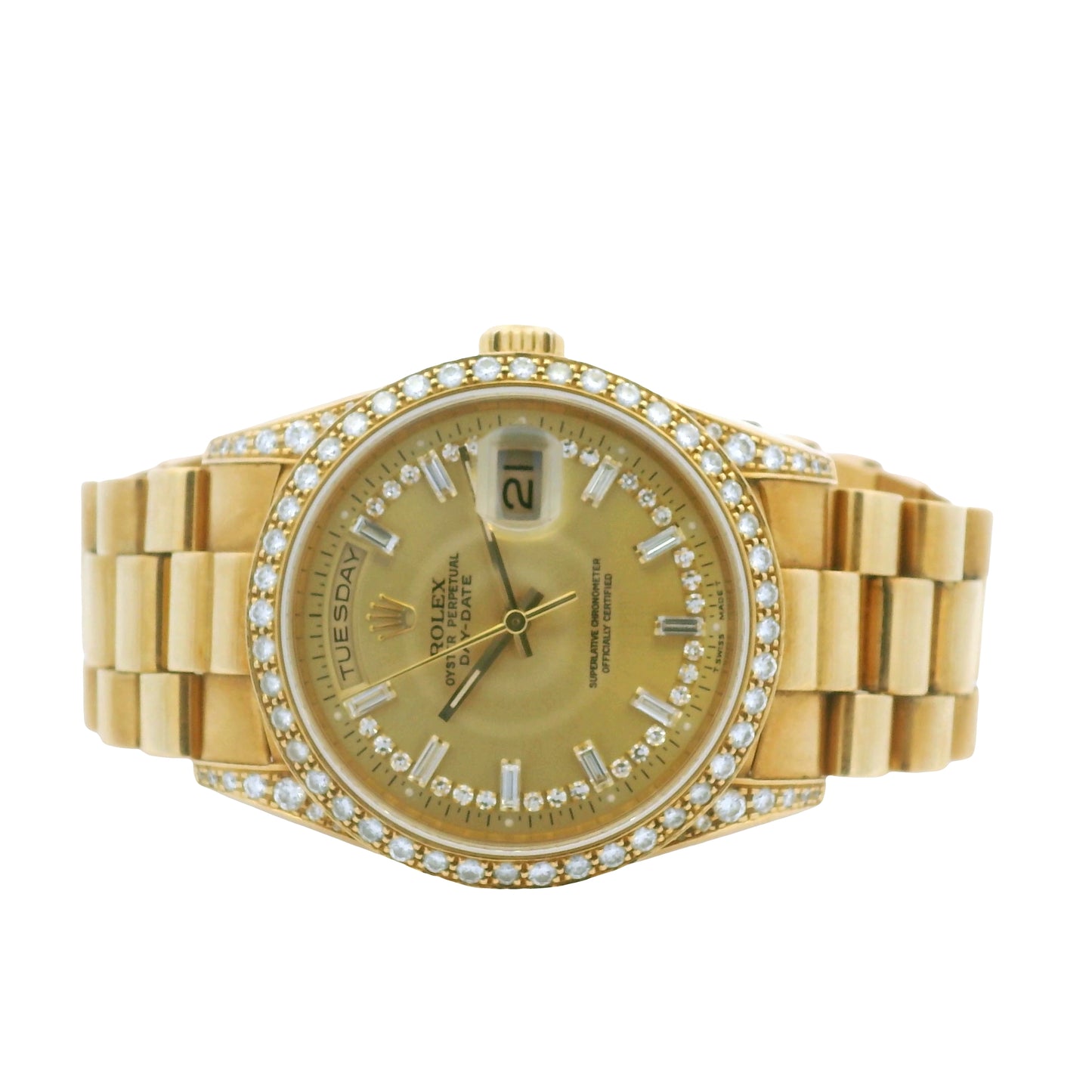 Rolex 18388 Day-Date 18k Yellow Gold Presidential Diamond Bezel 36mm Watch