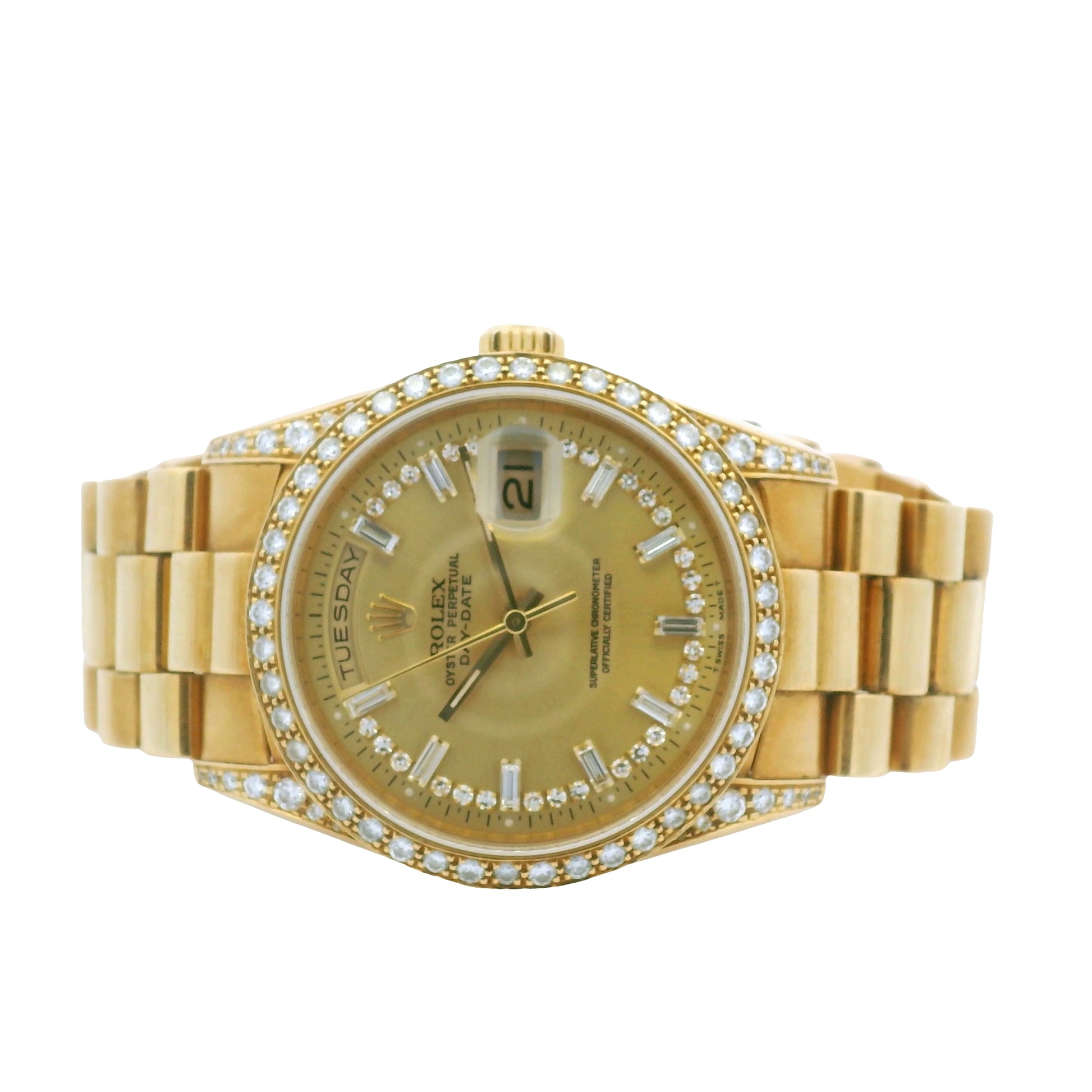 Rolex 18388 Day-Date 18k Yellow Gold Presidential Diamond Bezel 36mm Watch