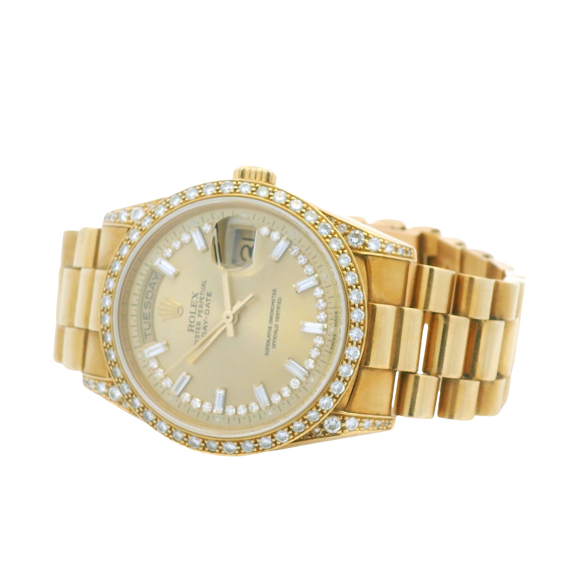 Rolex 18388 Day-Date 18k Yellow Gold Presidential Diamond Bezel 36mm Watch