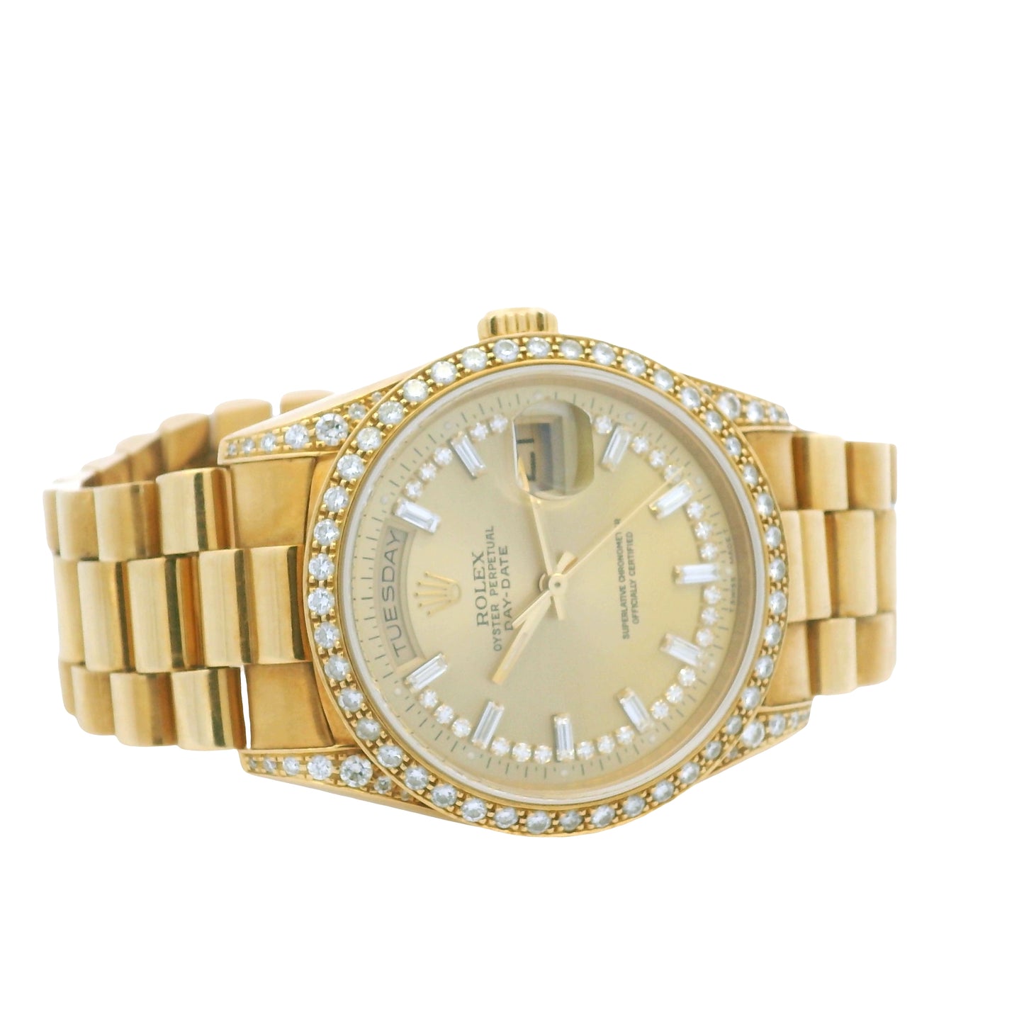 Rolex 18388 Day-Date 18k Yellow Gold Presidential Diamond Bezel 36mm Watch