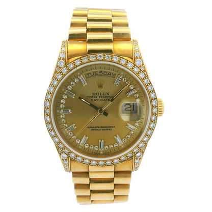 Rolex 18388 Day-Date 18k Yellow Gold Presidential Diamond Bezel 36mm Watch