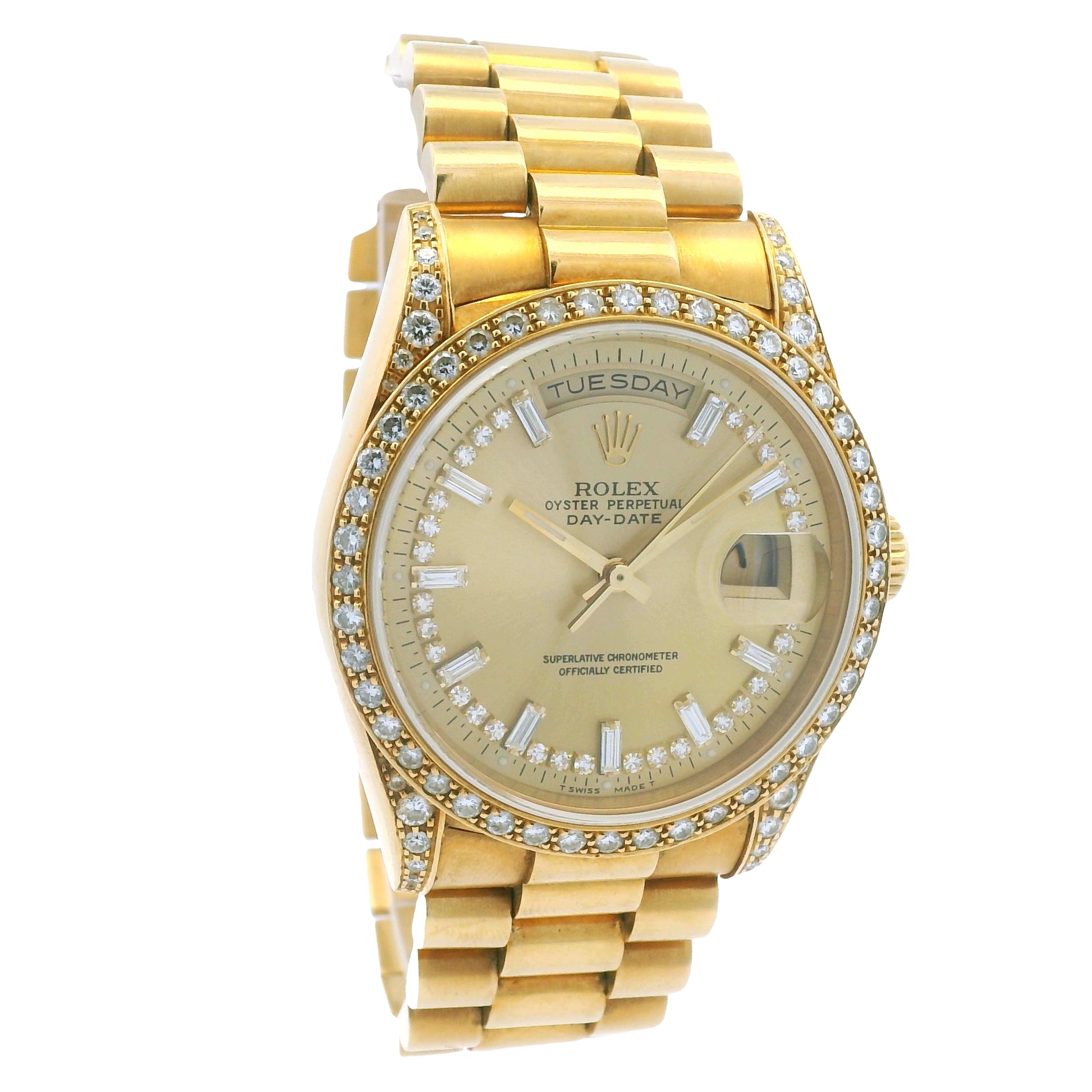 Rolex 18388 Day-Date 18k Yellow Gold Presidential Diamond Bezel 36mm Watch
