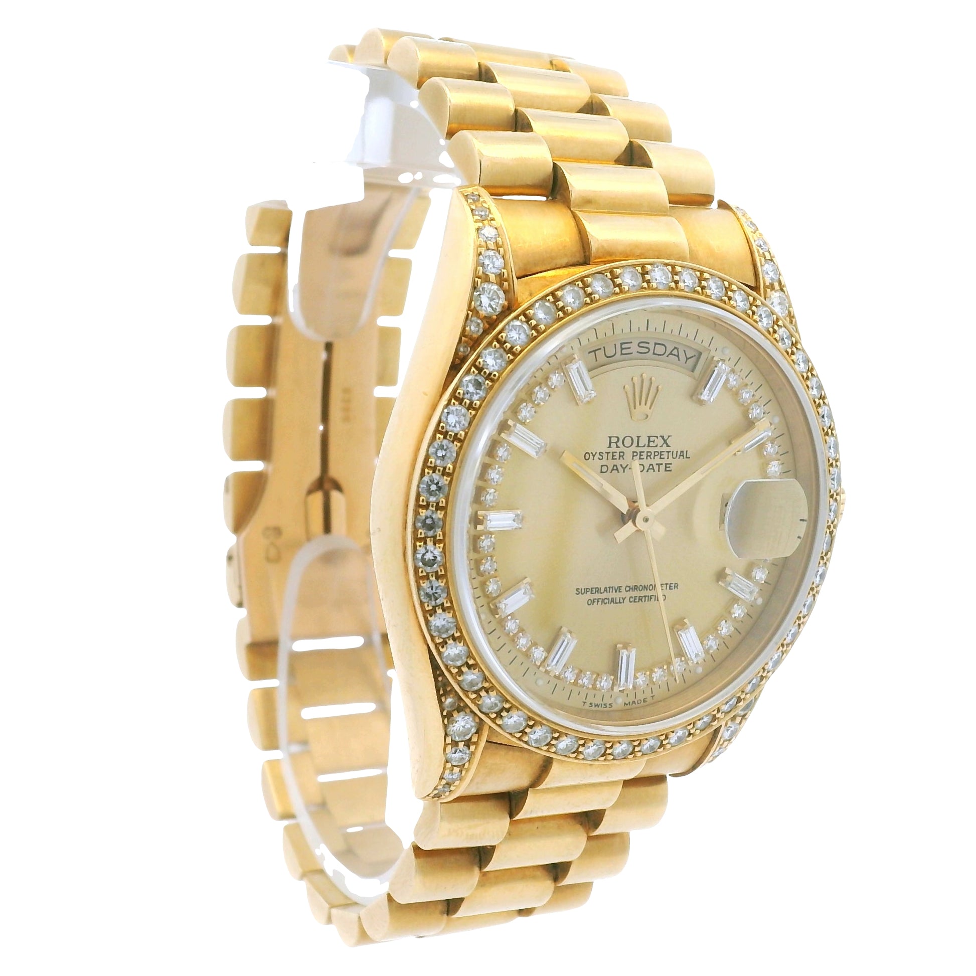 Rolex 18388 Day-Date 18k Yellow Gold Presidential Diamond Bezel 36mm Watch