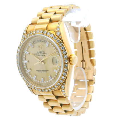 Rolex 18388 Day-Date 18k Yellow Gold Presidential Diamond Bezel 36mm Watch