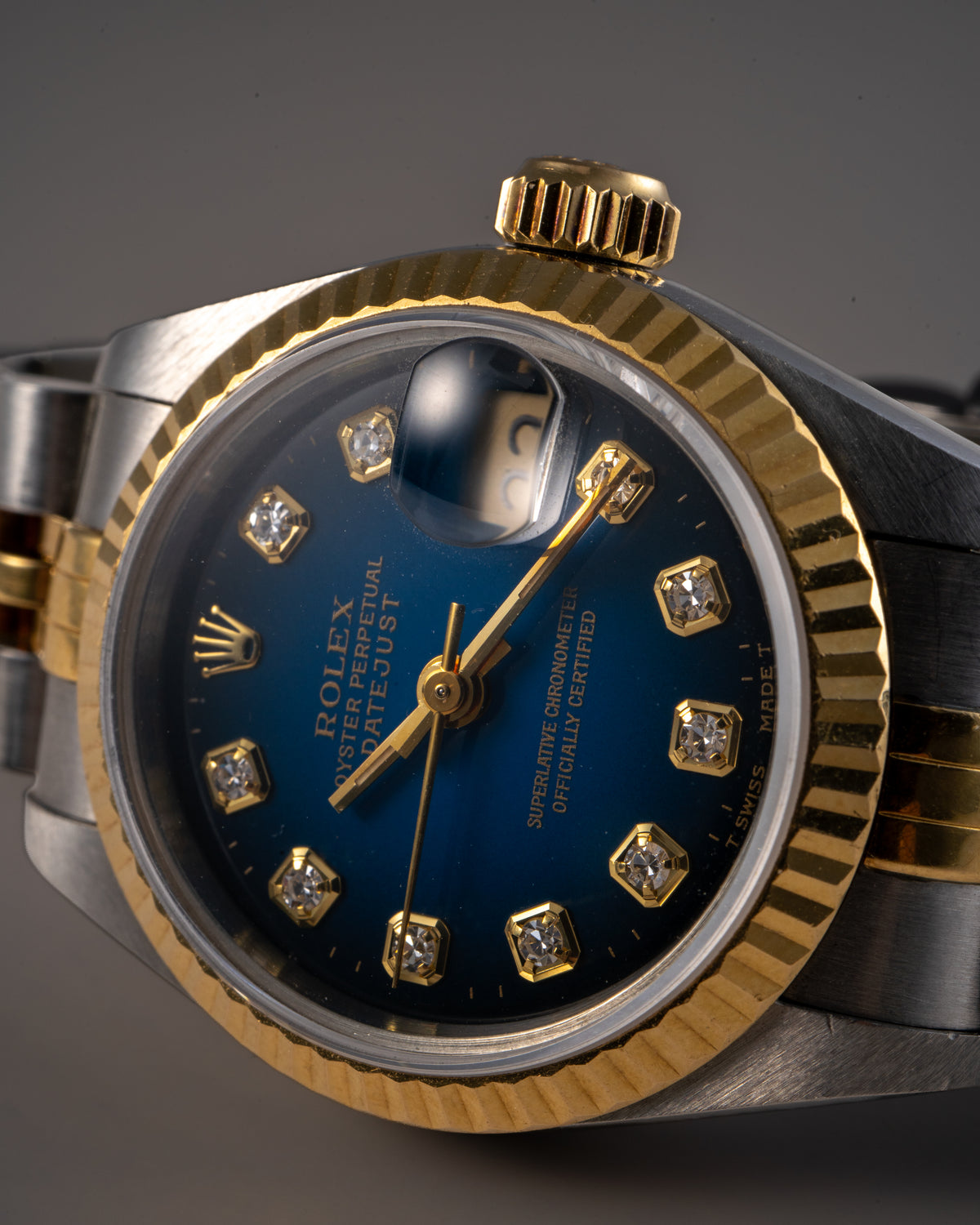 Rolex 69173 Datejust Two-Tone Blue Vignette Diamond Dial 26mm Watch