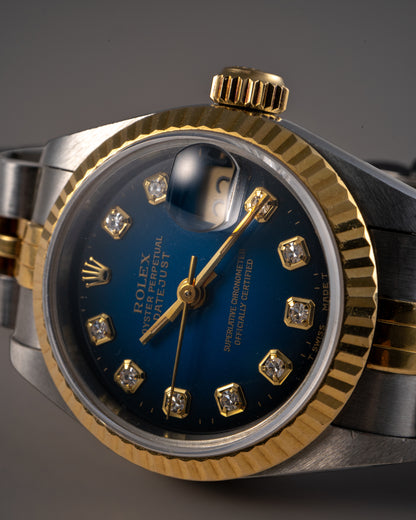 Rolex 69173 Datejust Two-Tone Blue Vignette Diamond Dial 26mm Watch