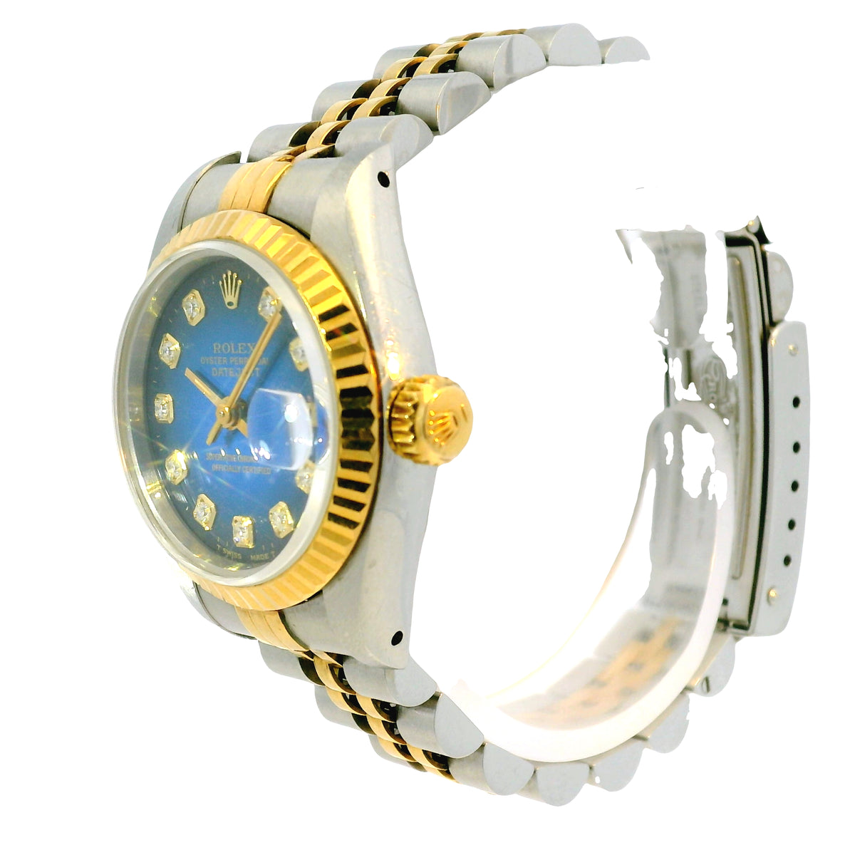 Rolex 69173 Datejust Two-Tone Blue Vignette Diamond Dial 26mm Watch