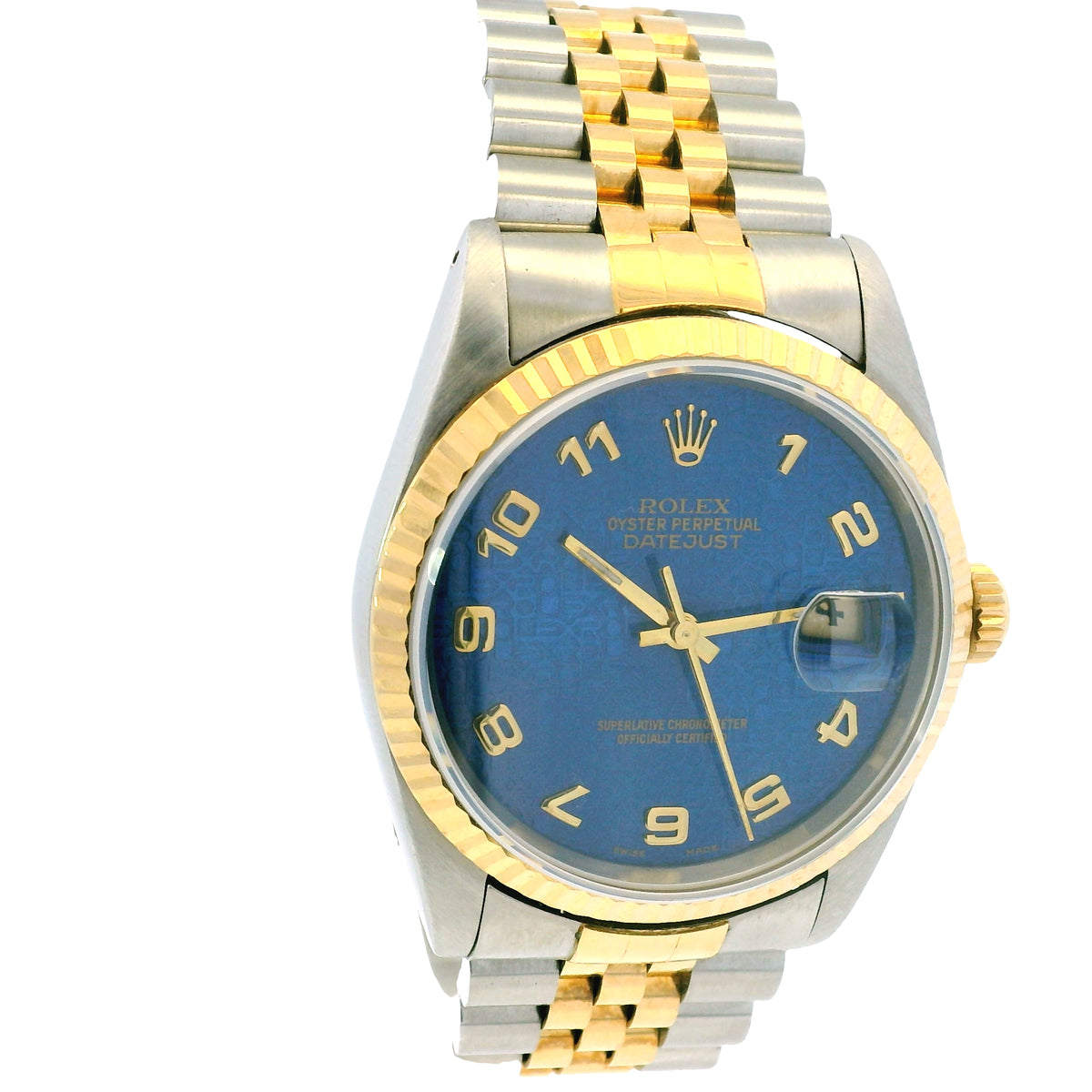 Rolex 16233 Datejust Two-Tone Blue Anniversary Dial 36mm Watch
