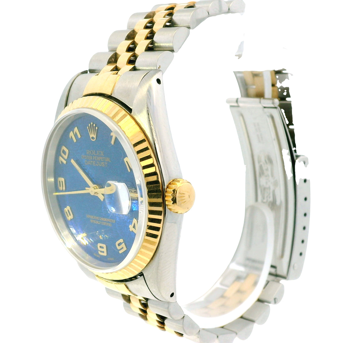 Rolex 16233 Datejust Two-Tone Blue Anniversary Dial 36mm Watch
