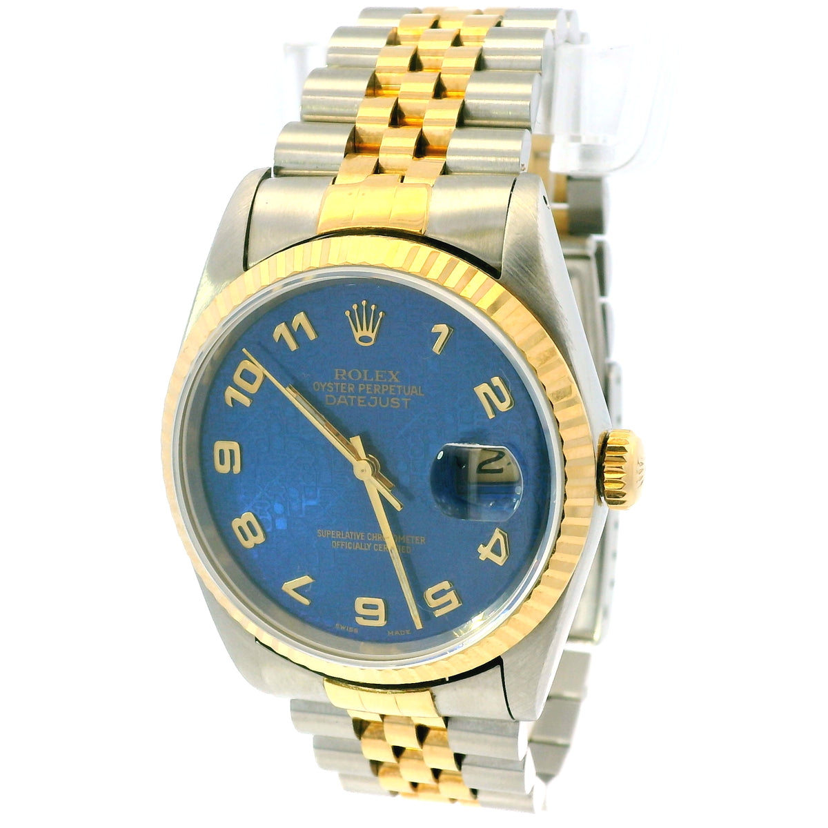 Rolex 16233 Datejust Two-Tone Blue Anniversary Dial 36mm Watch
