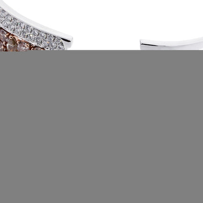 18k White & Rose Gold Multi Colored Diamond Bangle Bracelet