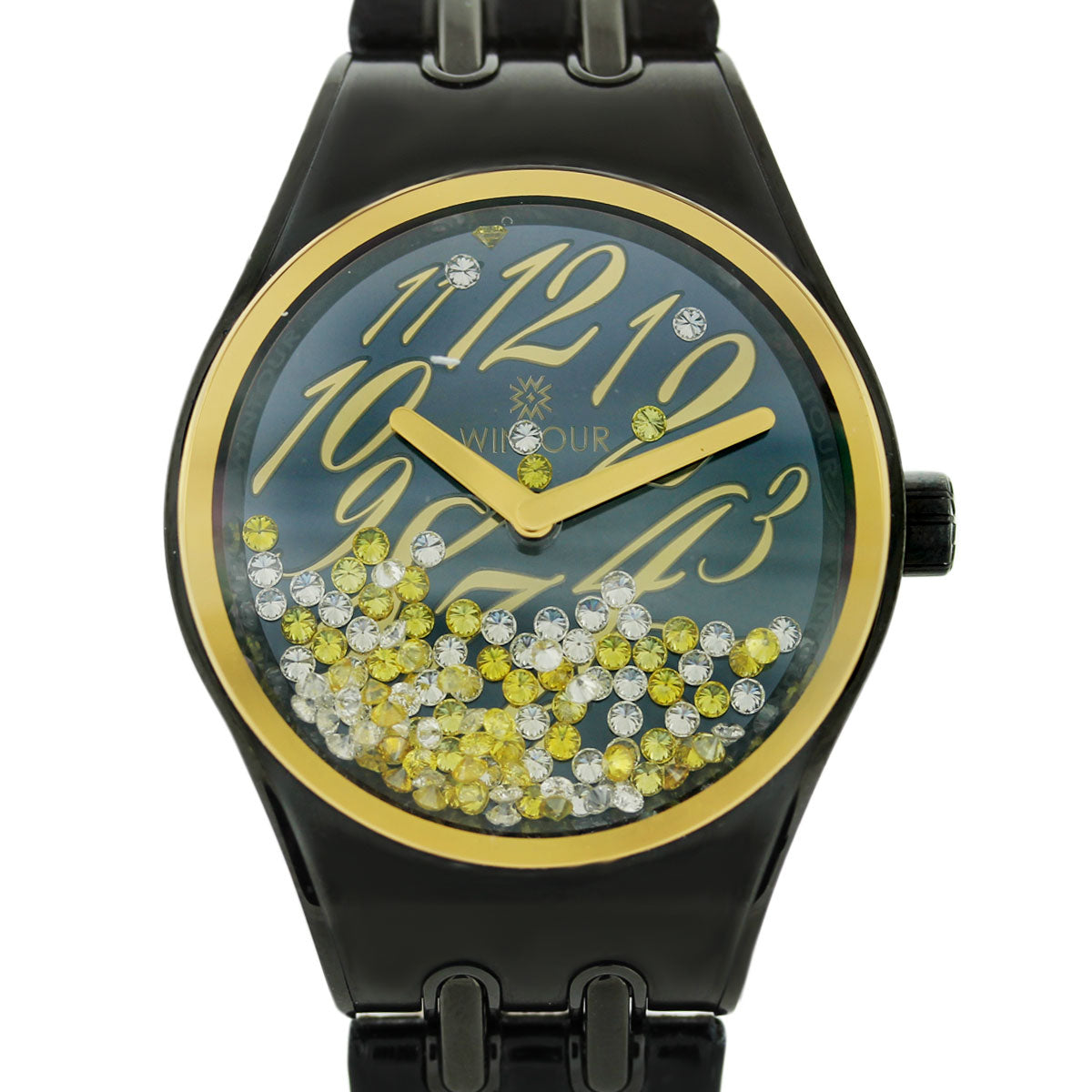 Wintour CC Collection Black and Gold Diamond Watch