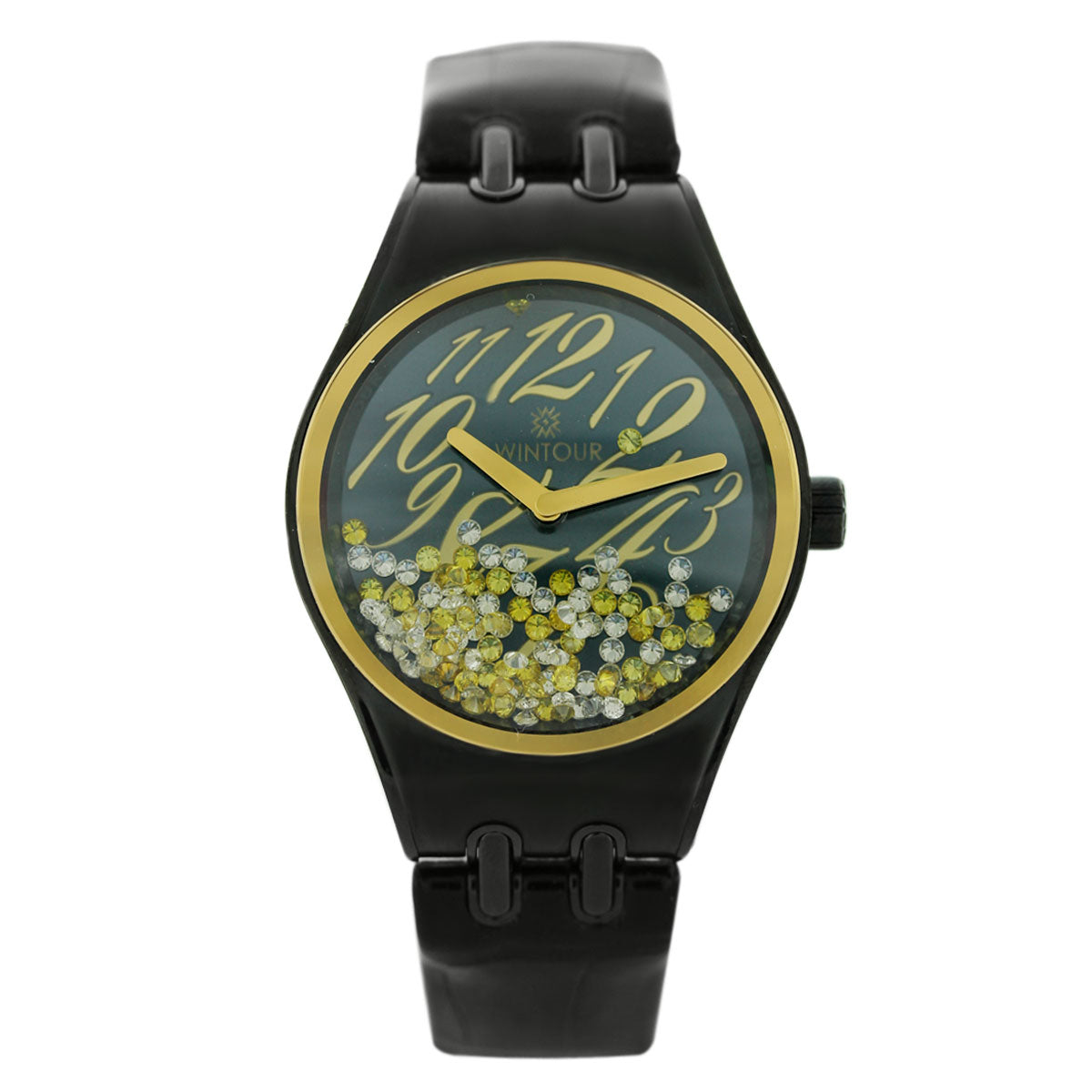 Wintour CC Collection Black and Gold Diamond Watch
