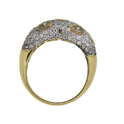 18k Yellow Gold Natural White & Yellow Multi-Shape Diamond Ring