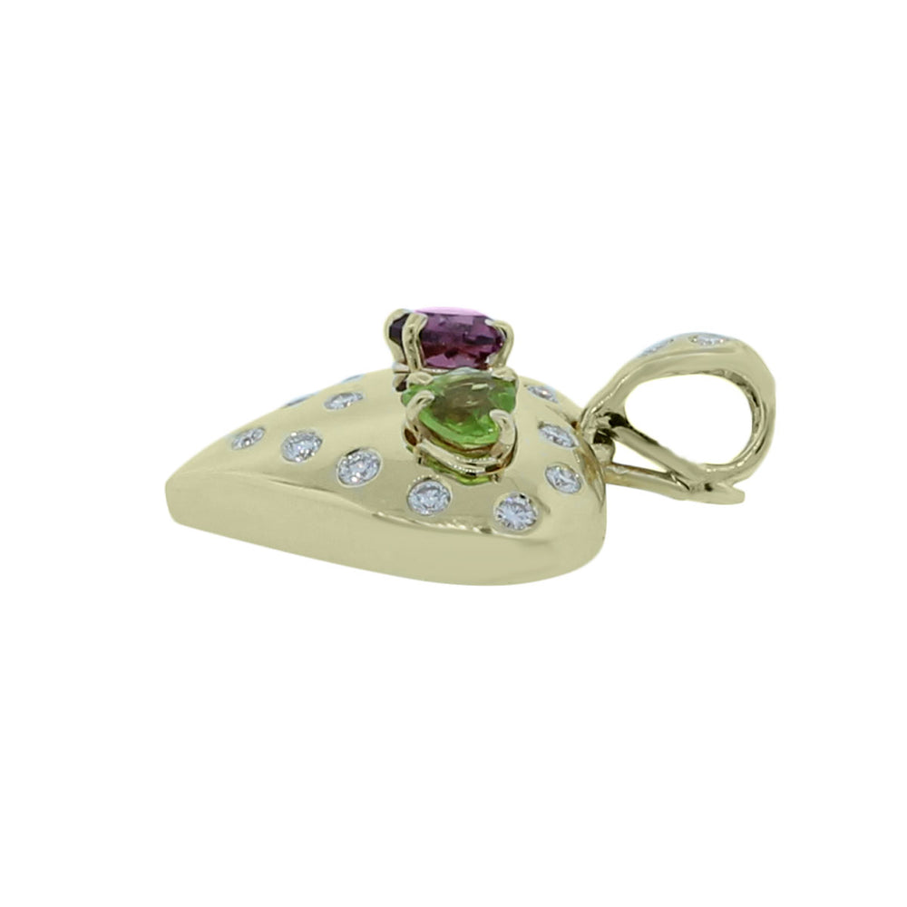 14k Yellow Gold .43ctw Diamond Peridot Heart Pendant