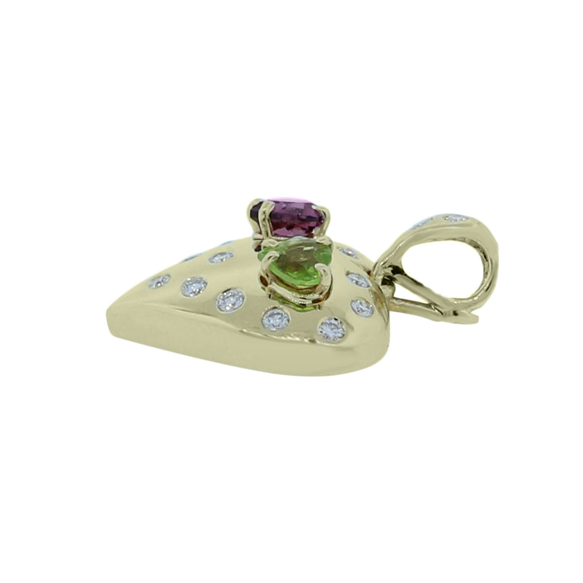 14k Yellow Gold .43ctw Diamond Peridot Heart Pendant