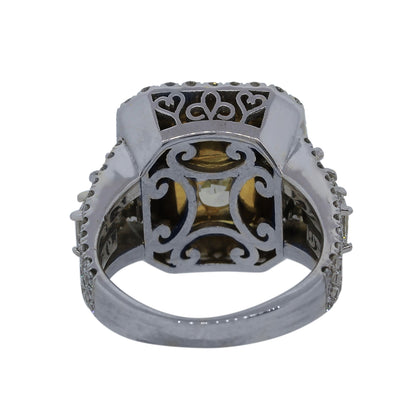 5.62ct Fancy Light Yellow Cushion Cut Diamond Engagement Ring