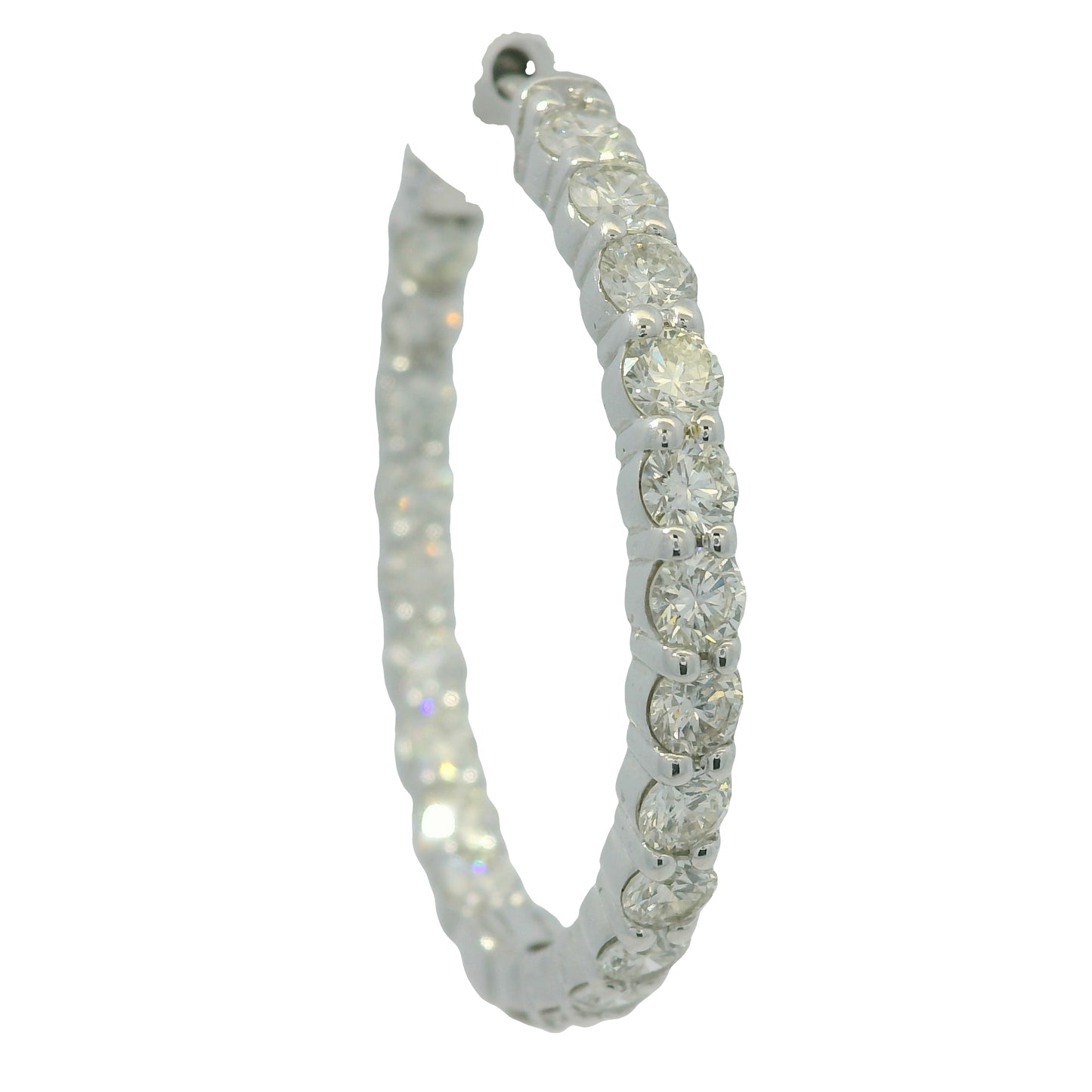14K White Gold Natural Round Brilliant Cut Diamond Inside-Out Hoops Earrings