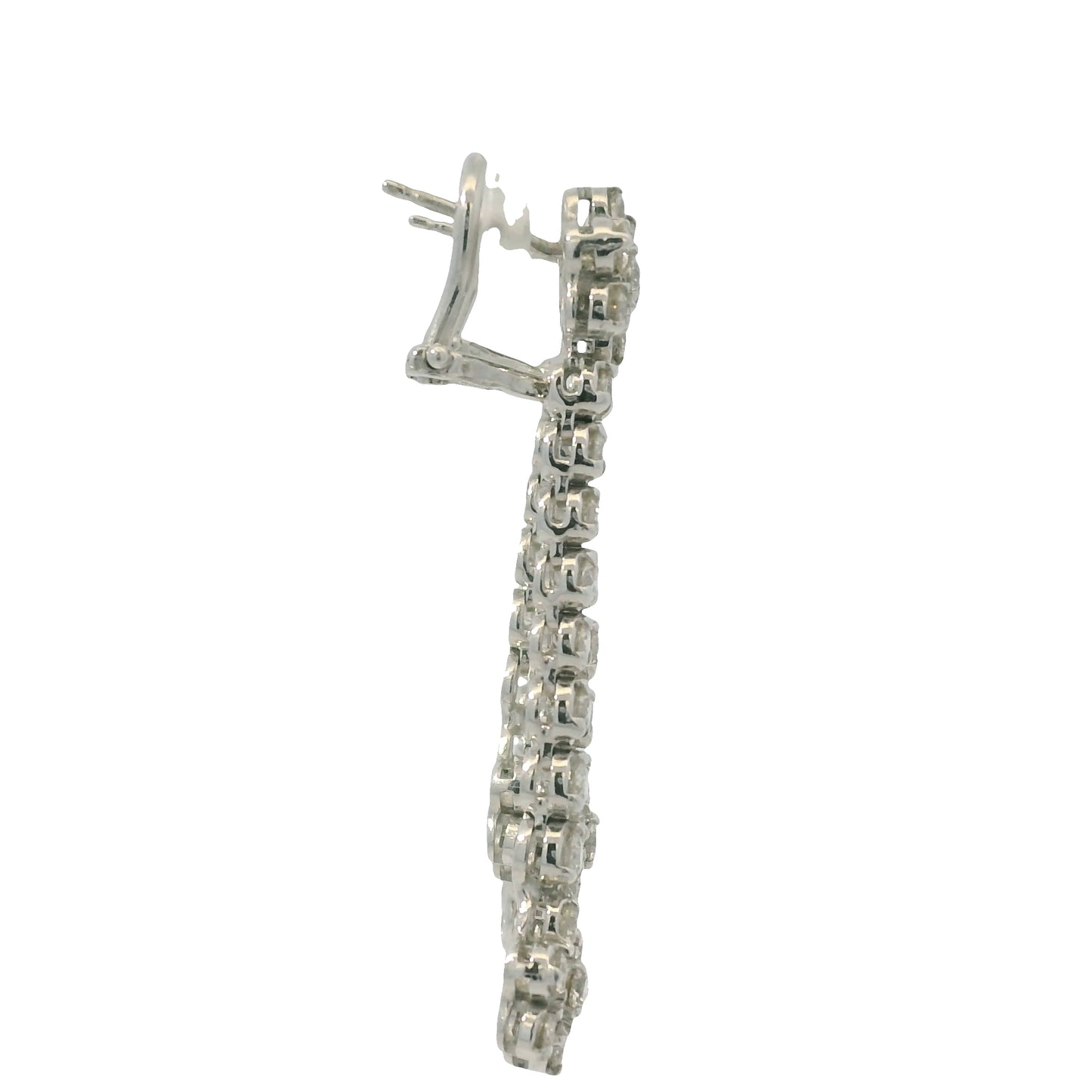 18K White Gold Natural Round Brilliant Cut Diamond Flower Drop Earrings