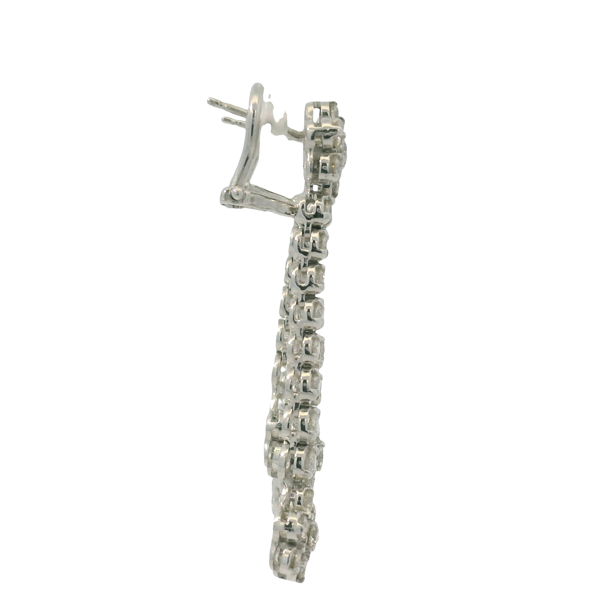 18K White Gold Natural Round Brilliant Cut Diamond Flower Drop Earrings — product photo 5