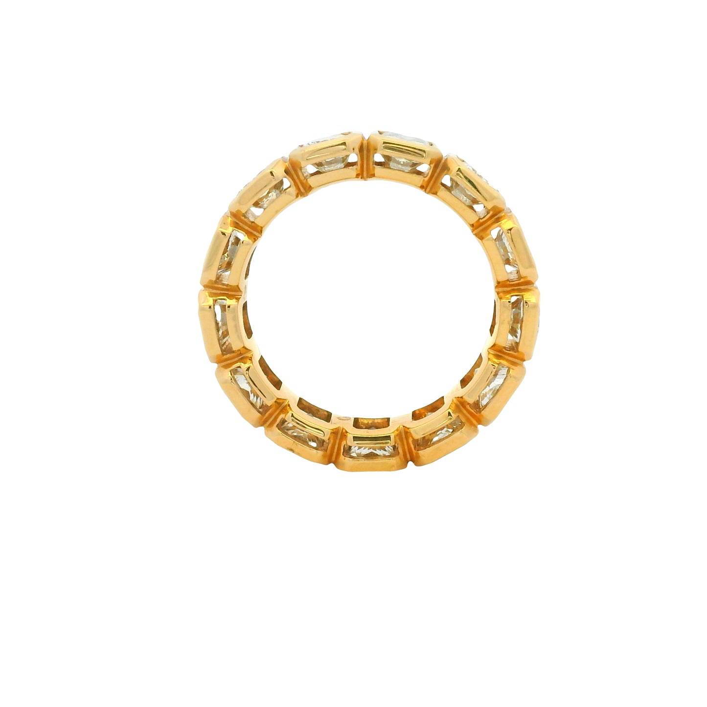 18k Rose Gold 5.12ctw Radiant Cut Diamond Bezel set Eternity Ring