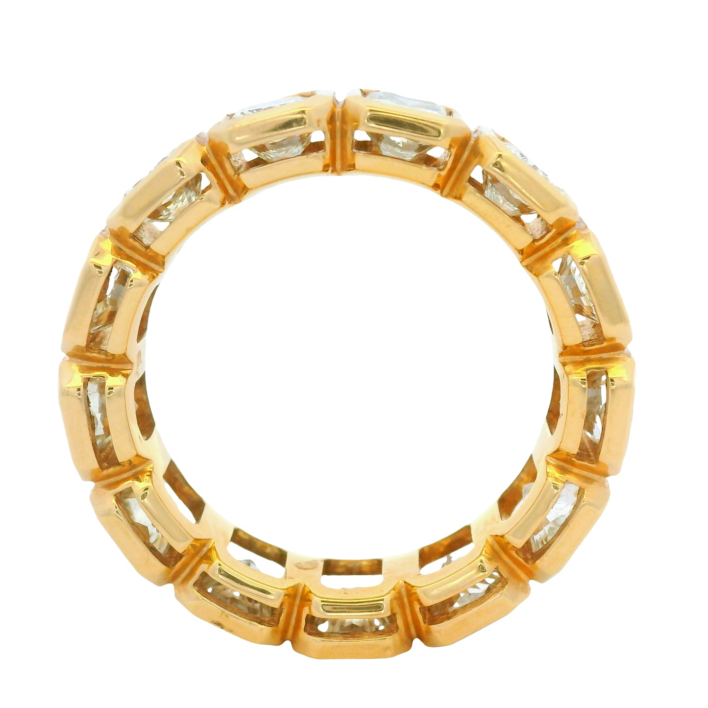 18k Rose Gold 5.12ctw Radiant Cut Diamond Bezel set Eternity Ring
