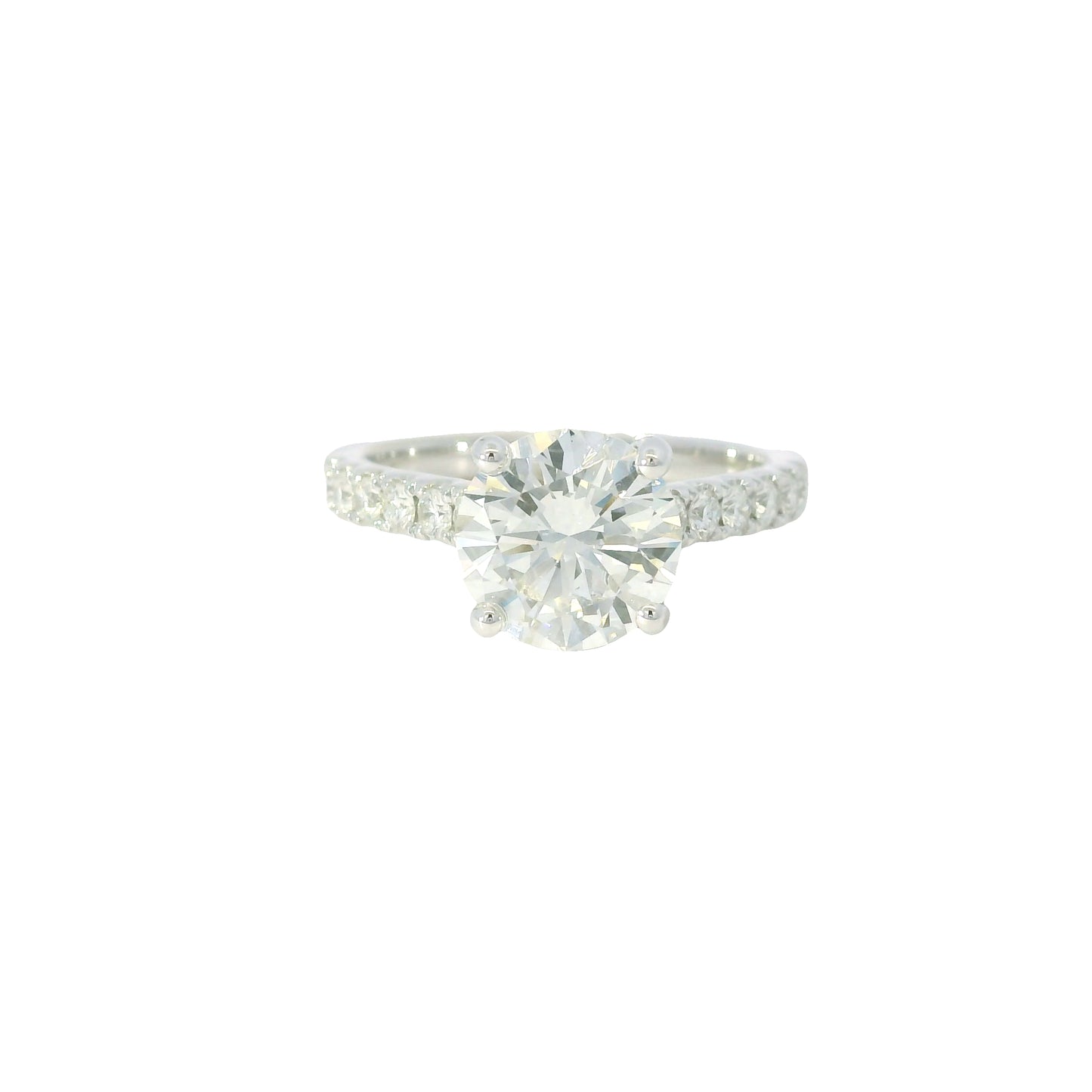 GIA 18K White Gold Natural Round Brilliant Diamond Engagement Ring