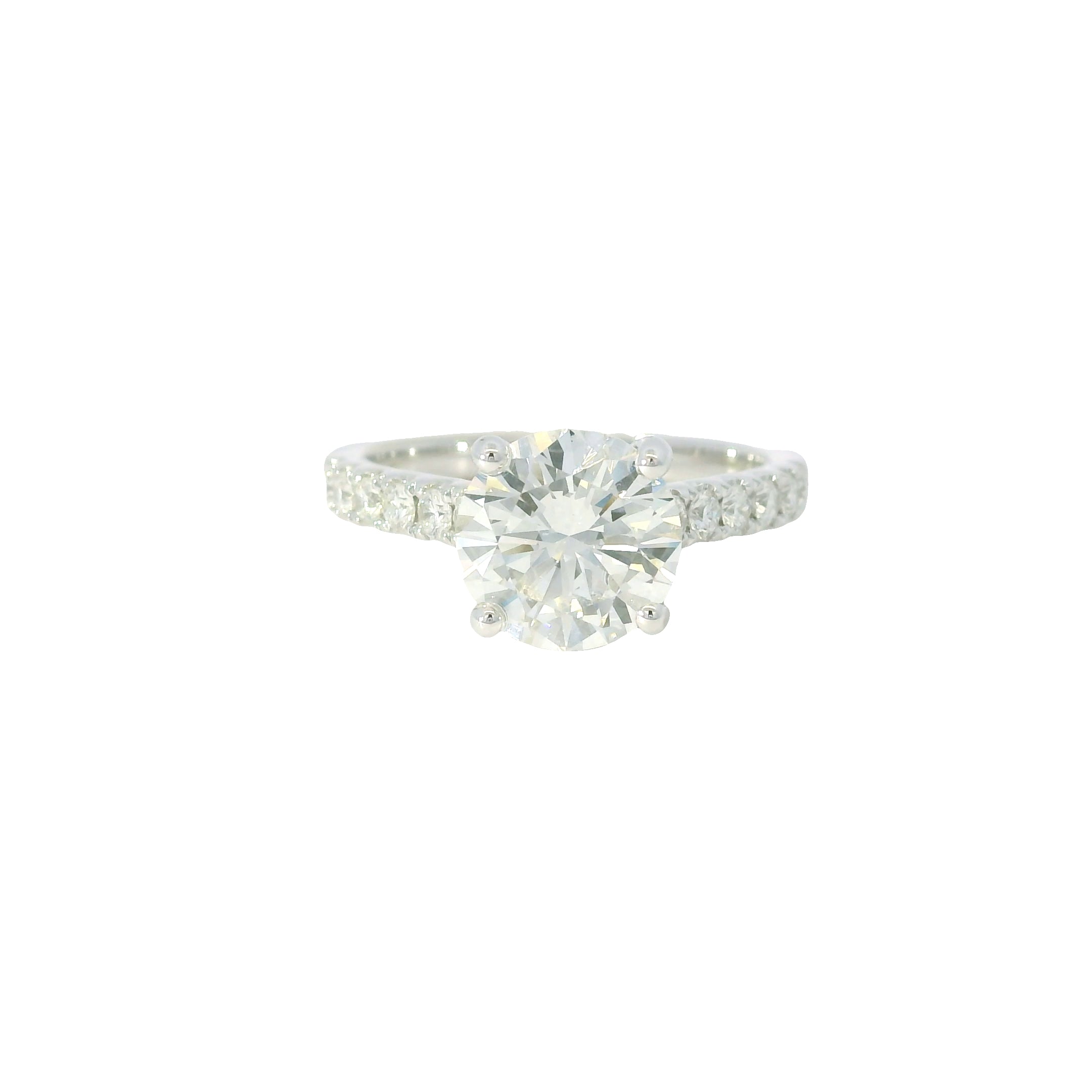 GIA 18K White Gold Natural Round Brilliant Diamond Engagement Ring
