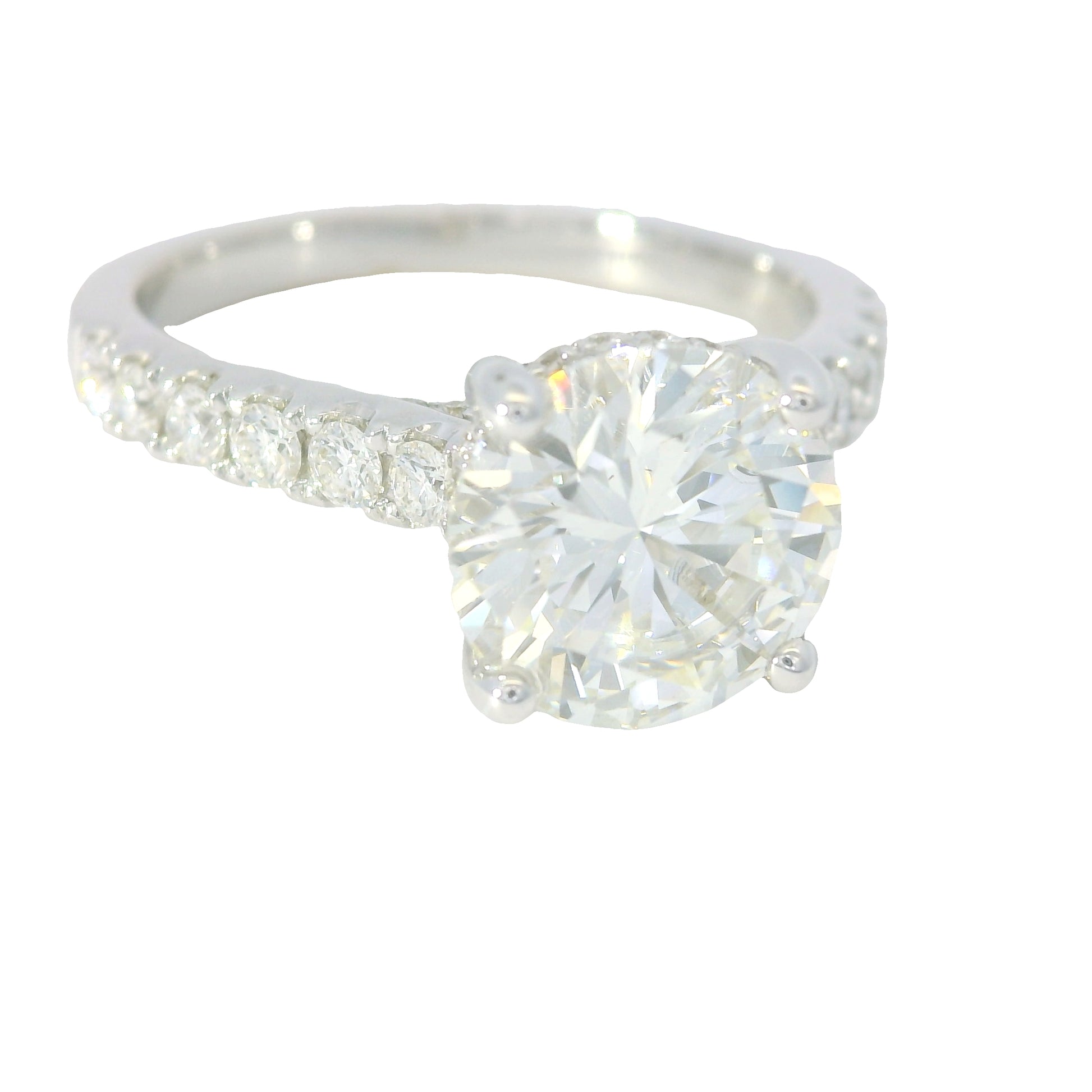 GIA 18K White Gold Natural Round Brilliant Diamond Engagement Ring
