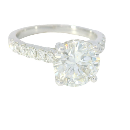 GIA 18K White Gold Natural Round Brilliant Diamond Engagement Ring