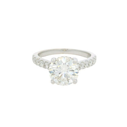 GIA 18K White Gold Natural Round Brilliant Diamond Engagement Ring
