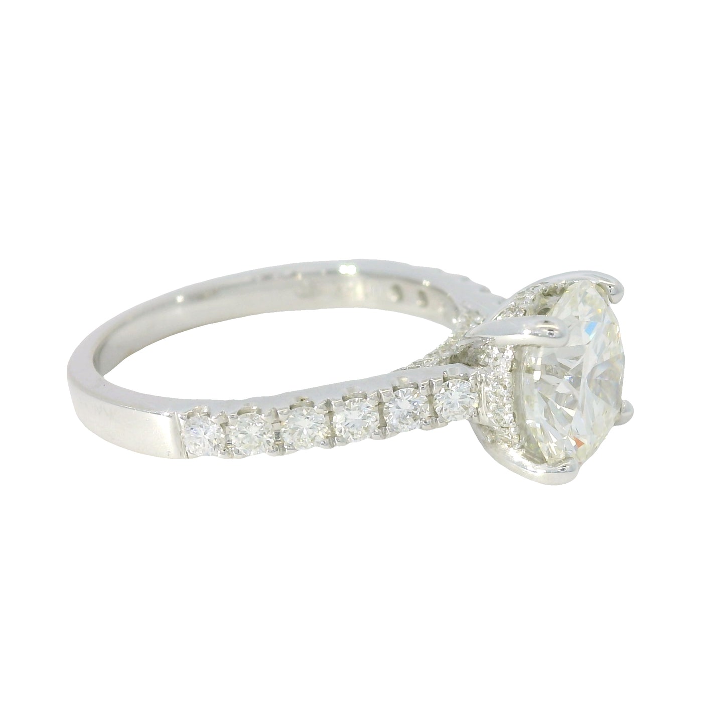 GIA 18K White Gold Natural Round Brilliant Diamond Engagement Ring