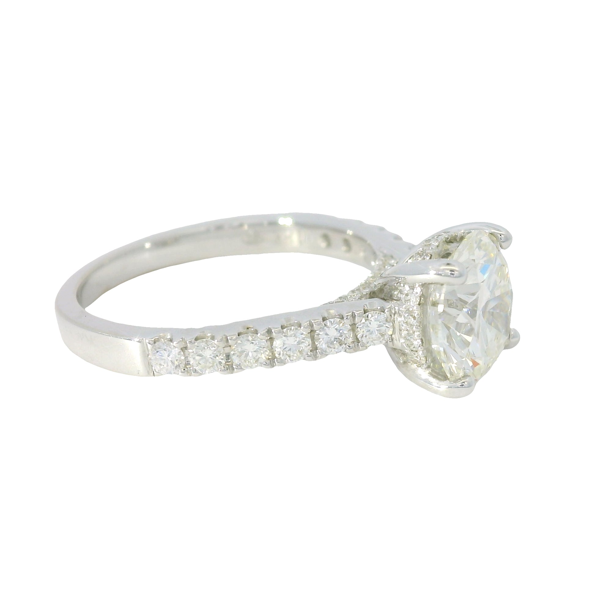 GIA 18K White Gold Natural Round Brilliant Diamond Engagement Ring