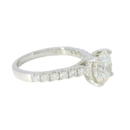 GIA 18K White Gold Natural Round Brilliant Diamond Engagement Ring