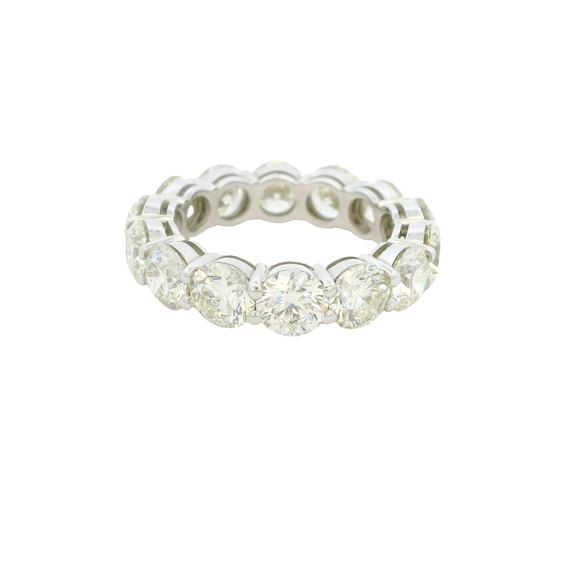 18K White Gold Natural 7.11 Carat Round Brilliant Cut Diamond Eternity Band