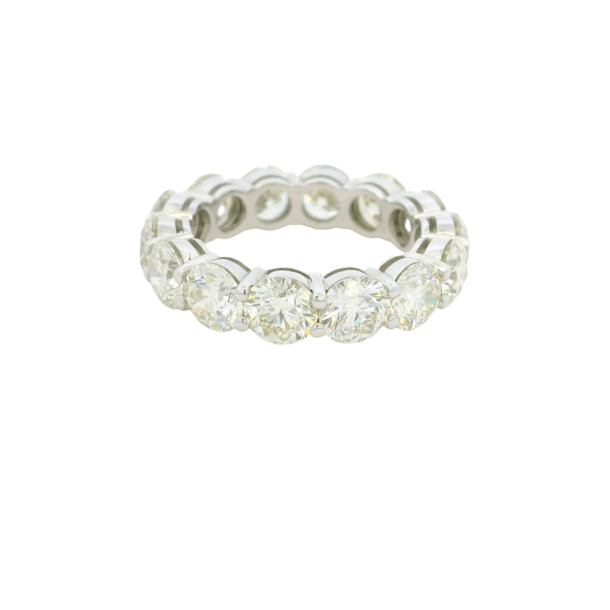 18K White Gold Natural 7.11 Carat Round Brilliant Cut Diamond Eternity Band