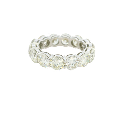 18K White Gold Natural 7.11 Carat Round Brilliant Cut Diamond Eternity Band