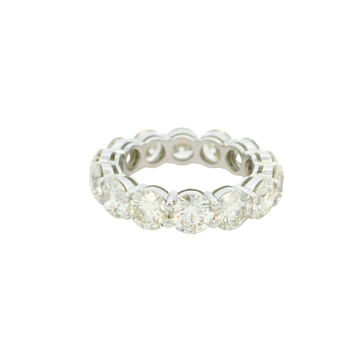 18K White Gold Natural 7.11 Carat Round Brilliant Cut Diamond Eternity Band