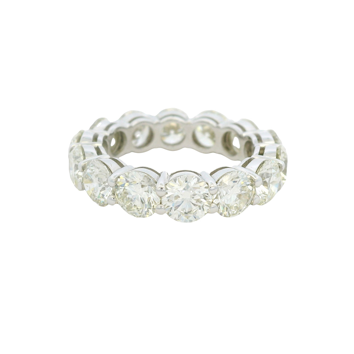 18K White Gold Natural 7.11 Carat Round Brilliant Cut Diamond Eternity Band