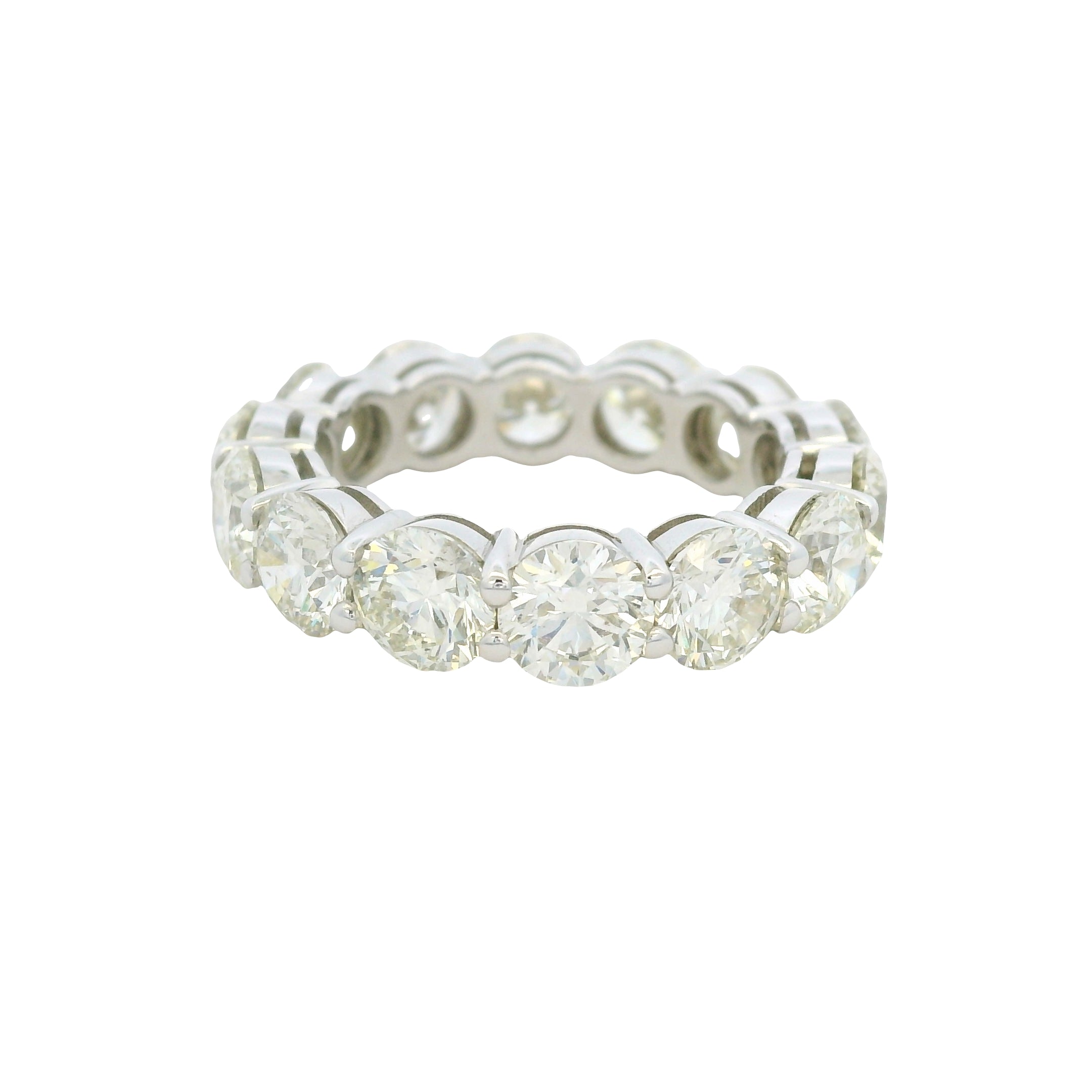 18K White Gold Natural 7.11 Carat Round Brilliant Cut Diamond Eternity Band