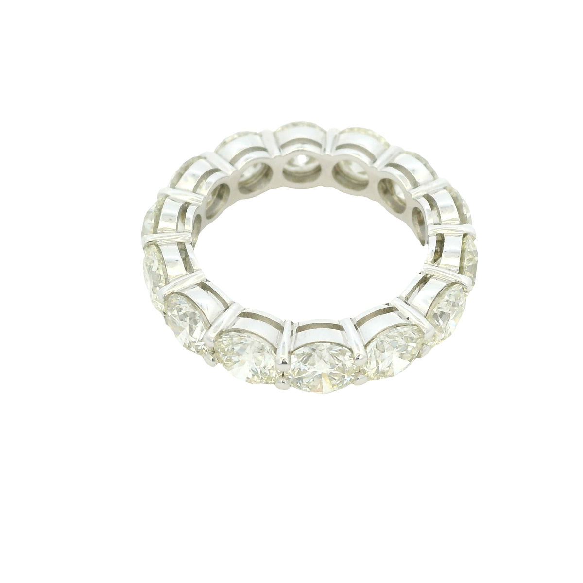 18K White Gold Natural 7.11 Carat Round Brilliant Cut Diamond Eternity Band