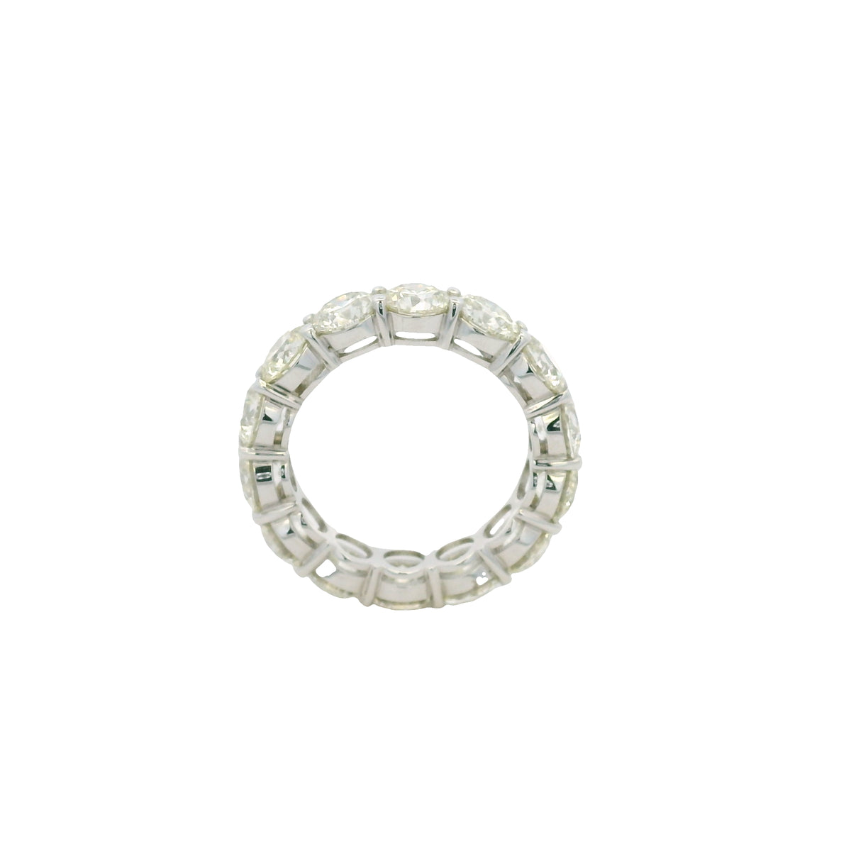 18K White Gold Natural 7.11 Carat Round Brilliant Cut Diamond Eternity Band