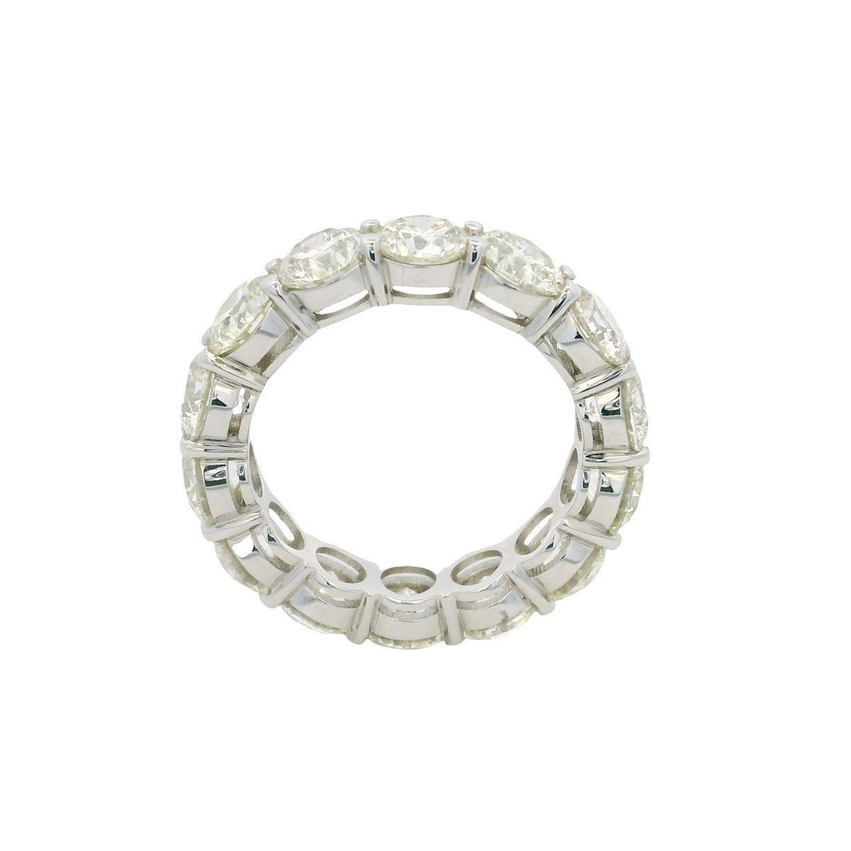 18K White Gold Natural 7.11 Carat Round Brilliant Cut Diamond Eternity Band