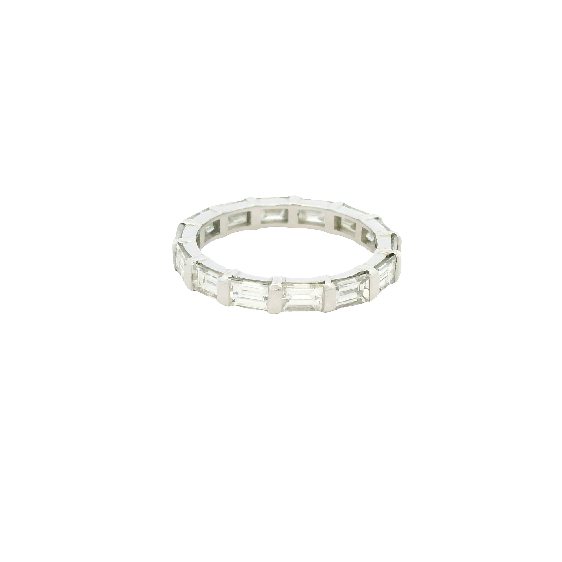 Platinum Natural 1.79ctw Emerald Cut Diamond Eternity Ring