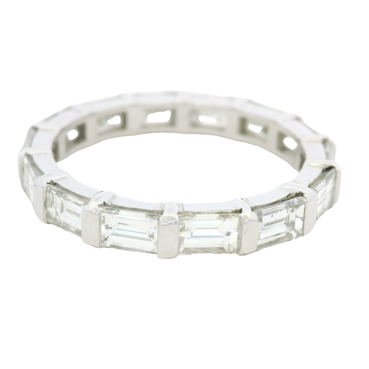 Platinum Natural 1.79ctw Emerald Cut Diamond Eternity Ring